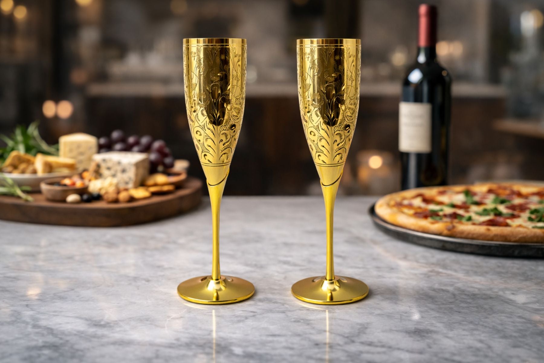 GOLD CHAMPAGNE FLUTE SET