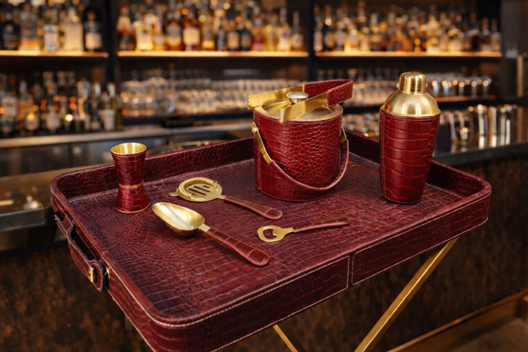 HERITAGE LEATHER BAR TRAY