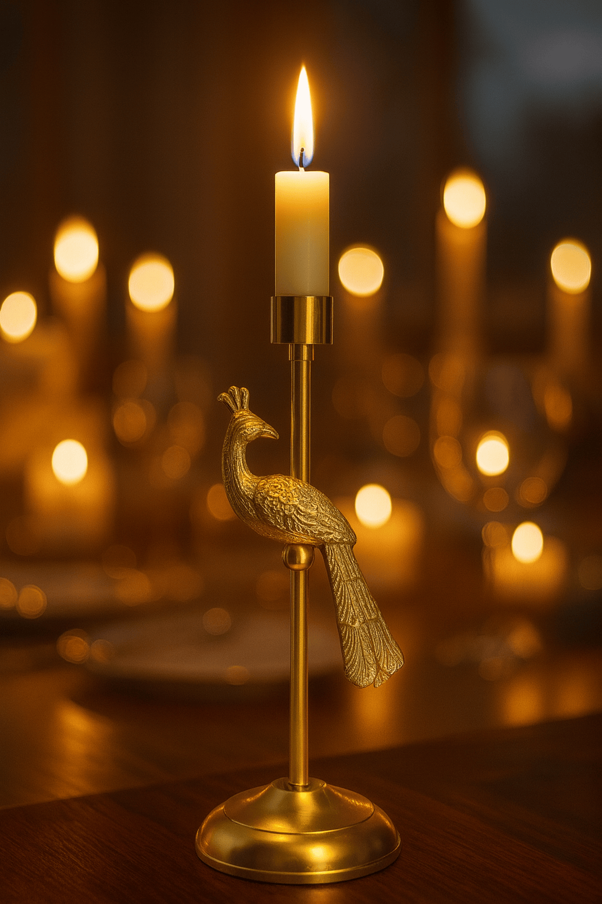 PEACOCK GLOW CANDLE HOLDER